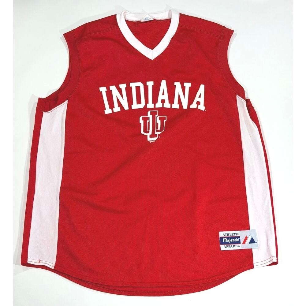 Vintage Majestic Indiana Hoosiers Jersey Mens XL Sleeveless Red White IU